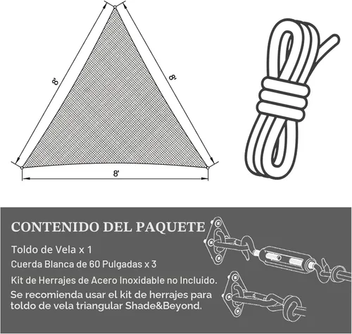 Miniatura 7 de Shade&Beyond - Toldo triangular tipo vela de 12'x12'x12' con toldo permeable de arena para patio, jardín, terraza, pérgola