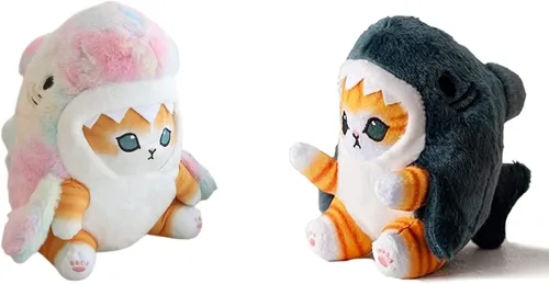 Miniatura 5 de Lindo juguete de peluche de gato de tiburón, muñeca de peluche de tiburón de 8 pulgadas, almohada de peluche suave Kawaii para niños y niñas, regalo