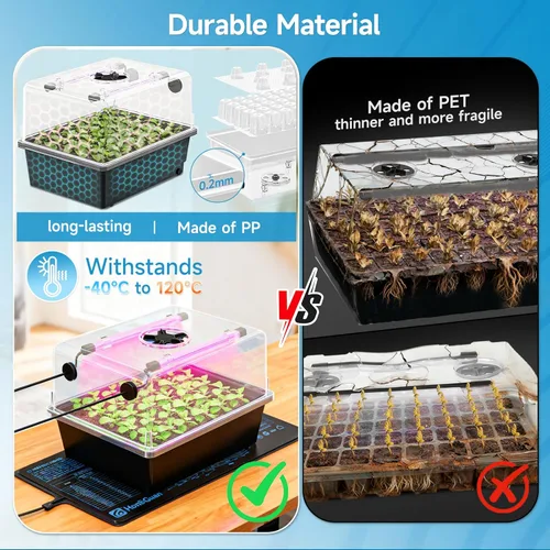 Miniatura 5 de Hon&Guan 1 kit de inicio de semillas – Bandeja de inicio de semillas de 30 celdas con cúpula de humedad más alta de 5.3 pulgadas, luces LED