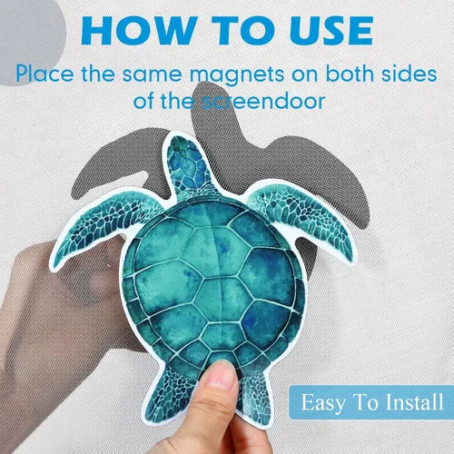 Miniatura 2 de Konohan 12 imanes de pantalla para puerta, decoración de tortugas marinas, algas marinas, estrellas de mar, protector magnético flexible de doble