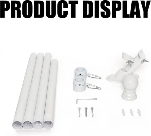 Miniatura 6 de NELXINJO Kit de poste de bandera de acero inoxidable de 5 pies con abrazadera para exterior de la casa Montaje exterior para bandera americana