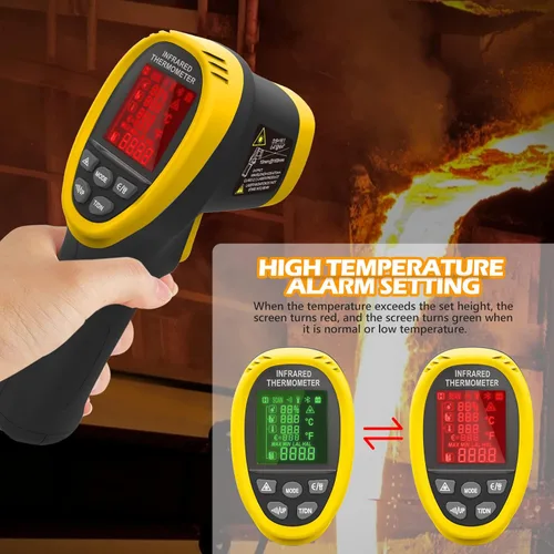 Miniatura 5 de Termómetro digital infrarrojo de -58 ℉ a 1472 ℉, pistola termómetro industrial INFURIDER 985E temperatura ambiente, humedad y punto de rocío