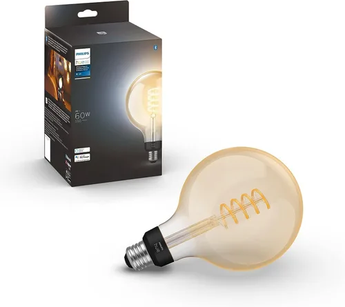 Philips Hue Bombilla LED de filamento inteligente G40 de 60 W - Luz ambiente blanca de cálido a frío - 1 paquete - 550 lm - E26 - Interior - Control