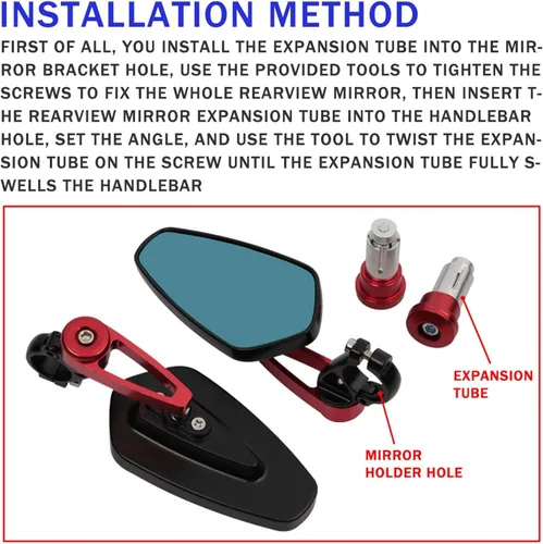 Miniatura 6 de Espejo retrovisor azul para motocicleta, retrovisor, 7/8 pulgadas, 0.866 in, para Kawasaki H2 H2R Z1000SX Ninja 1000 Z1000 Z1000 Z1000R