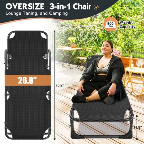 Miniatura 2 de MOPHOTO Silla de Descanso Plegable de 5 Posiciones, Catre Plegable, Silla de Descanso Portátil para Exteriores para Bronceado Solar, Perfecta