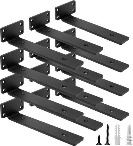 Miniatura 15 de HITOMEN Soportes de estante flotante de servicio pesado, accesorios de estantes ocultos de 8 pulgadas (1/5 pulgadas de grosor), soportes de hierro