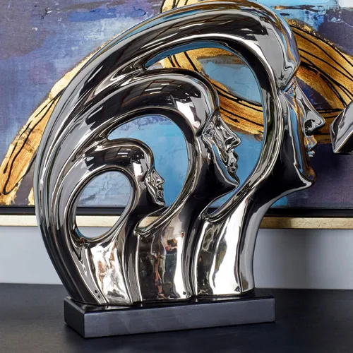 Miniatura 2 de Ebros Gift Plata plateada cerámica abstracta arte contemporáneo moderno 3 caras unidad familiar estatuilla decoración del hogar escultura como museo
