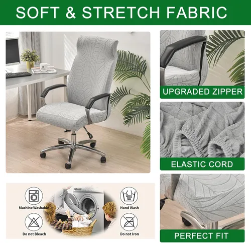 Miniatura 2 de CRFATOP Funda elástica para silla de oficina de computadora con cremallera duradera, funda para silla de escritorio giratoria universal, respaldo