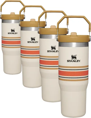 Miniatura 90 de Stanley IceFlow - Vaso con pajilla abatible con asa, de 20 onzas, tapa giratoria y popote abatible, botella de agua resistente a fugas, acero