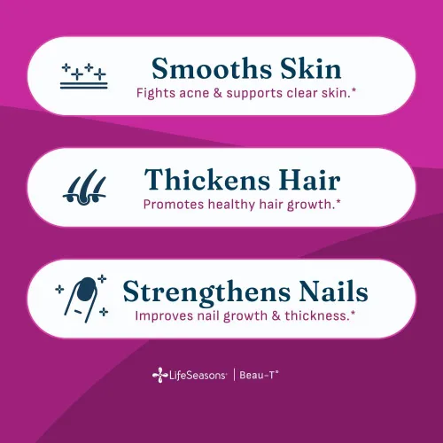 Miniatura 2 de LifeSeasons Beau-T - Suplemento para el cuidado del cabello, las uñas y la piel, promueve el crecimiento saludable del cabello y las uñas, apoya