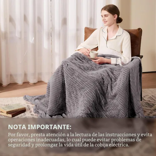 Miniatura 6 de Homemate Manta térmica eléctrica, manta térmica de 50 x 60 pulgadas, manta térmica de 1/2/4/6/8 horas de apagado automático, 10 niveles de calor
