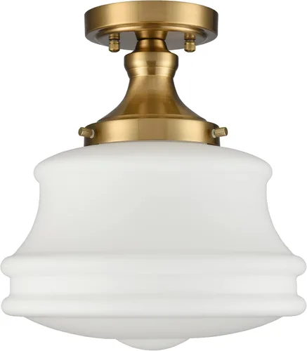 Miniatura 6 de Moderna lámpara de techo semiempotrada para pasillo, lámpara de techo colgante de cristal de leche de ópalo para escuela, 11 pulgadas de ancho x