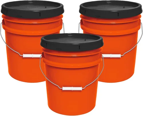 Miniatura 27 de Balde de 5 galones y tapa - Cubo resistente de 90 mil para todo uso - Fabricado en los Estados Unidos - Grado alimenticio - Plástico sin BPA - Rojo