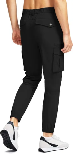 Miniatura 3 de Pinkbomb Pantalones cargo de senderismo para hombre con 7 bolsillos, ajustados, elásticos, para trabajo, viajes, golf, pantalones deportivos