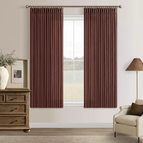 Miniatura 82 de TWODRAPES Cortinas de Lino Plisadas con Pinza Beige Blancas de 54 Pulgadas de Largo 2 Paneles para Comedor Cocina Dormitorio Plisadas Semi