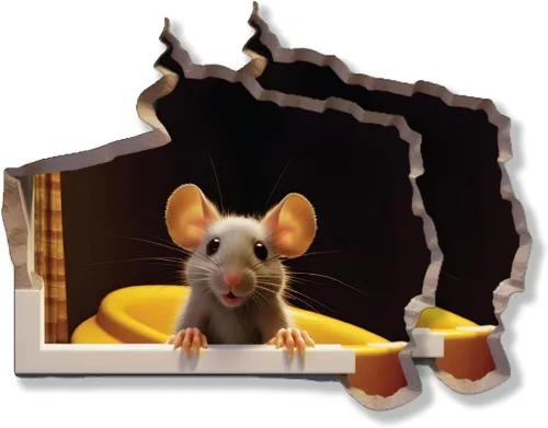 Miniatura 6 de Adhesivo de pared con ratón en el agujero - Paquete de 2, vinilo decorativo con agujero de ratón, arte divertido, decoración del hogar, vinilo