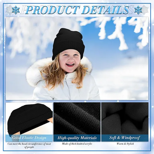 Miniatura 5 de Handepo 60 unidades de gorro y guantes de invierno para niños, sombreros de punto a granel, guantes cálidos unisex para clima frío, regalos