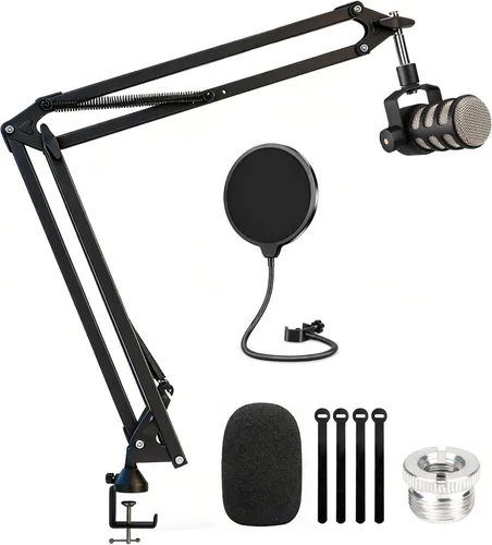 Brazo de brazo de micrófono resistente para Rode Podmic, soporte de micrófono profesional con adaptador de 3/8 a 5/8 pulgadas para Shure SM7B, Blue
