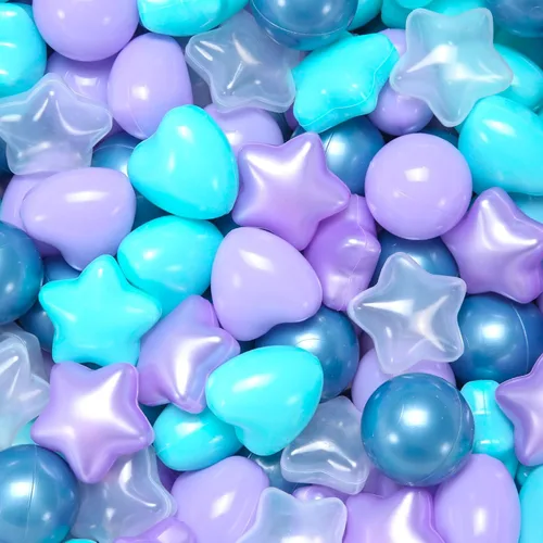 Miniatura 18 de STARBOLO Pelotas de bolas con forma de corazones de estrella para niños pequeños – 50, 100, 200, 500, bolas de juguete de plástico, formas
