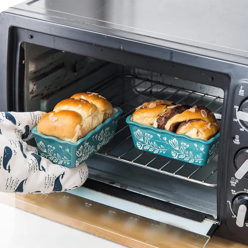 Miniatura 4 de Wisenvoy Mini molde para pan de cerámica para hornear pan, mini sartenes para pan de 4 piezas