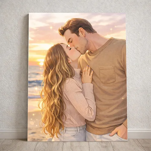 Miniatura 3 de Retrato de anime personalizado de lujo, impresión de retrato de pareja personalizada, retratos de fotos, regalo personalizado para ella, él, esposa