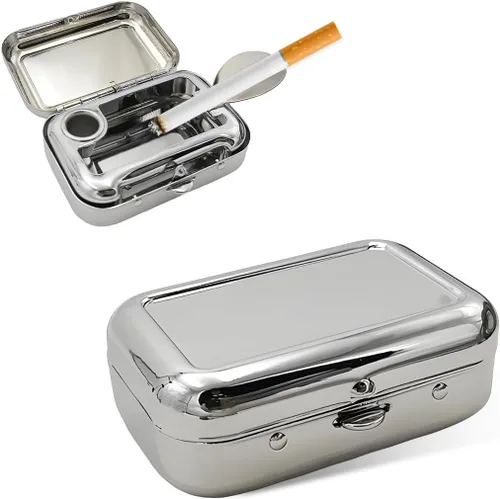 Miniatura 7 de Yourkar Ceniceros Portátiles, Mini Cenicero Portátil de Acero Inoxidable con Tapa a Prueba de Viento, Cenicero de Bolsillo Creativo Portátil