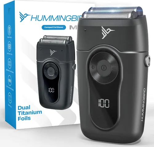 HUMMINGBIRD MK2 - Afeitadora compacta de aluminio, sin rasguños, sin cortes, sin quemaduras por la maquinilla de afeitar para hombres, portátil USB
