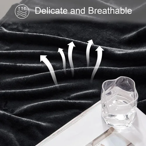 Miniatura 6 de Exclusivo Mezcla Manta de vellón para sofá, cama, súper suave y cálida, para uso en todas las estaciones, acogedora, afelpada, ligera, negro, 50 x