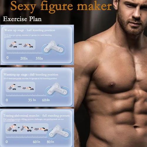 Miniatura 4 de RODILLO DE ABDOMINIO DE REBOTE AUTOMÁTICO: Rodillo abdominal de rebote automático para ejercicio con rodilleras, diseño de equilibrio de doble rueda