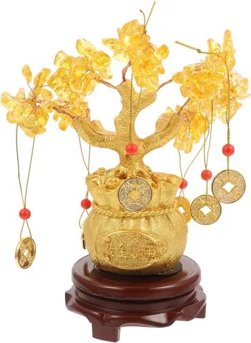 Miniatura 8 de Ciieeo Árbol de dinero monedas, árbol de la suerte, de cristal natural, árbol de la suerte, árbol de la vida de Feng Shui, árbol de dinero