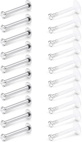 SCERRING Anillos de labios de 16G, 0.236 pulgadas, 0.394 pulgadas, 0.394 pulgadas, 0.394 pulgadas, acrílico y acero inoxidable, labret Monroe,