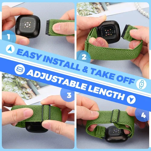 Miniatura 5 de Enkic Paquete de 10 correas elásticas de nailon compatibles con Fitbit Versa 4/Sense 2/Versa 3/Sense, correas elásticas ajustables para mujeres