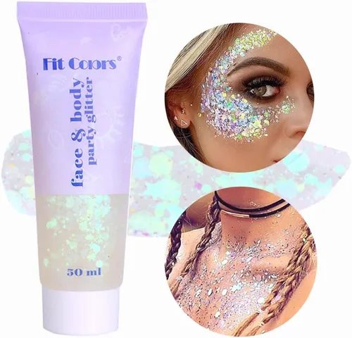 Miniatura 8 de Gel con purpurina azul para rostro y cuerpo, lentejuelas de sirena, labios, uñas, accesorios para festivales, rave, purpurina líquida holográfica