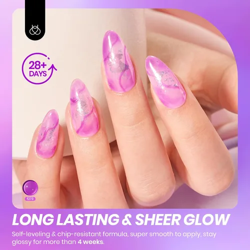 Miniatura 36 de Beetles - Esmalte de uñas de gel rosa claro, 0.5 fl oz, color rosa bebé, esmalte de gel que se absorbe con luz UV LED, arte de uñas de verano, salón