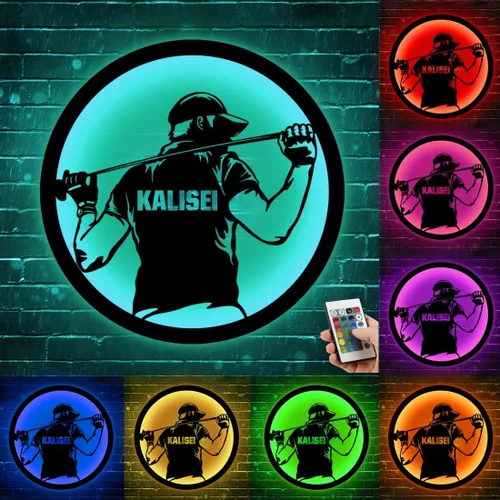 Miniatura 20 de Arte de Pared de Metal Personalizado de Béisbol con Bandera de EE.UU. con Luz LED, Letrero Personalizado con Nombre de Jugador de Sóftbol Americano