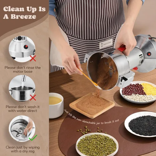 Miniatura 5 de Moongiantgo Molinillo de granos eléctrico de 5.29 oz, molinillo de especias comercial de 850 W, pulverizador de acero inoxidable, máquina