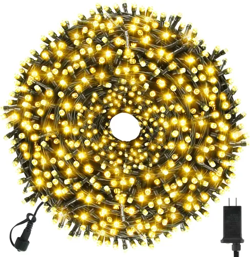 Miniatura 8 de Chuya 300 luces LED para árbol de Navidad que cambian de color, blanco cálido a multicolor, enchufe de extremo a extremo, 9 modos, tira de luces