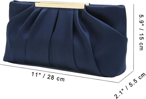 Miniatura 6 de CHARMING TAILOR Bolso de noche elegante plisado de satén formal simple y elegante para mujer