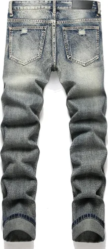Miniatura 2 de OIIIO Pantalón vaquero de pierna recta rasgados para hombre
