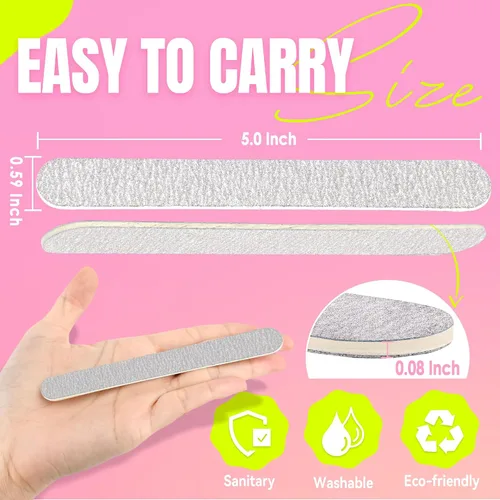 Miniatura 2 de Limas de uñas desechables de cebra de grano 80/80 de 5 pulgadas, tableros de esmeril de doble cara para uñas acrílicas, uñas de los pies