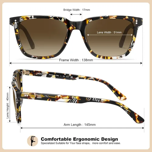 Miniatura 81 de Carfia Chic - Lentes de sol polarizados para mujer, protección UV400, marco de acetato pulido a mano