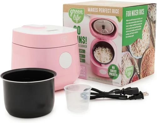 Miniatura 15 de GreenLife Arrocera digital, 2 tazas sin cocinar/4 tazas cocidas, olla de cerámica antiadherente extraíble sin PFAS, preajustes de un solo toque