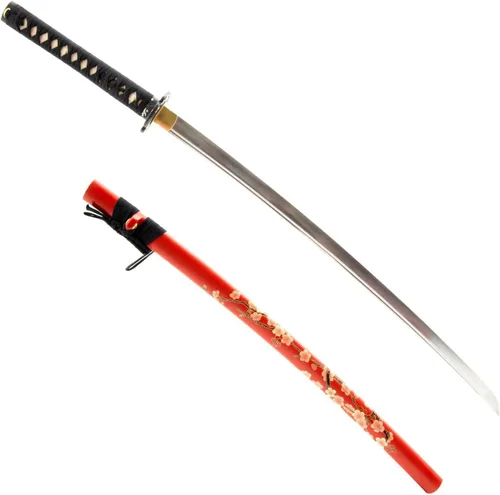 Handmade Sword – Espada Samurai Katana, práctica, forjada a mano, acero al carbono 1045, templada al calor / arcilla, enredadera completa, afilada,