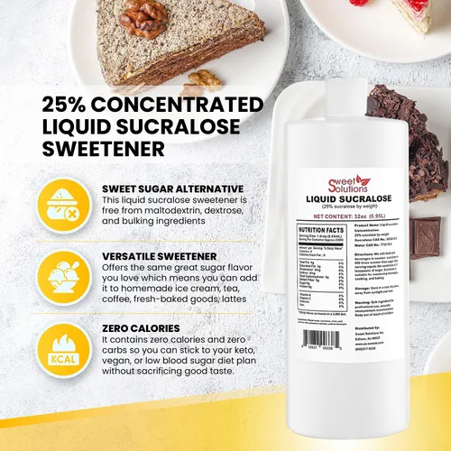 Miniatura 5 de Edulcorante líquido concentrado de sucralosa, alternativa al 25% de azúcar concentrada, 32 onzas a granel para bebidas, alimentos y pasteles, cero