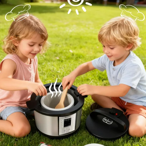 Miniatura 8 de Freidora de aire de madera de 15 piezas, juego de olla a presión de 18 piezas para niños, juguete de cocina con accesorios de alimentos, utensilios