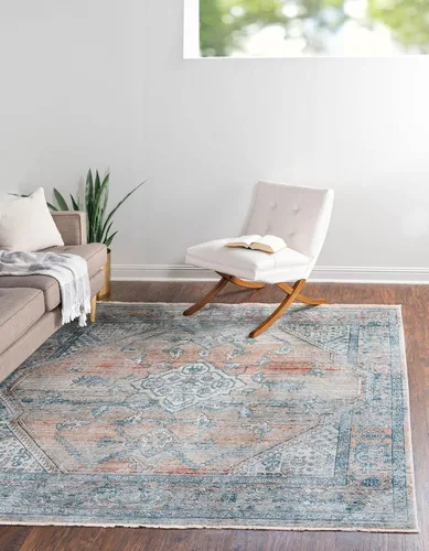 Miniatura 22 de Unique Loom Newport Collection - Alfombra de área ocre (2' x 3' 11", azul/marrón claro)