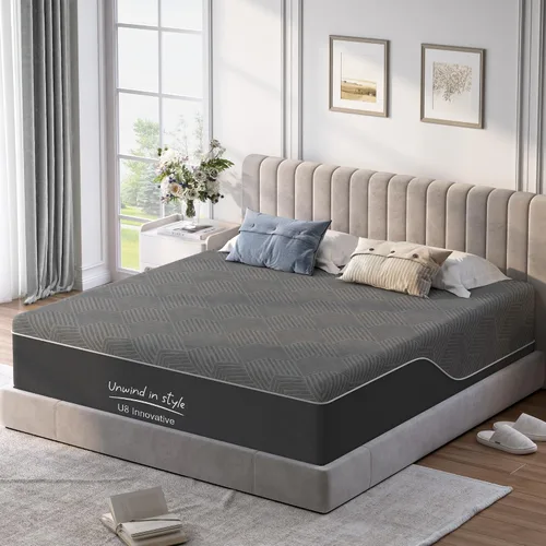 Miniatura 15 de Colchón de espuma viscoelástica de tamaño matrimonial, colchón de 10 pulgadas con té verde para aliviar la presión, cama firme media en una caja