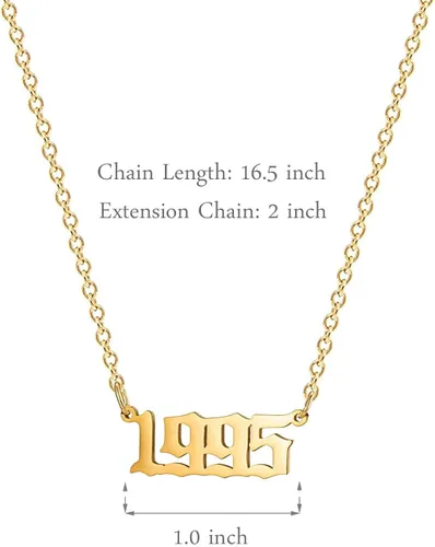 Miniatura 6 de Collar de acero inoxidable chapado en oro de 18 quilates con número de cumpleaños, aniversario, joyería memorable para mujeres y niñas, Metal, No
