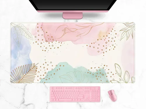 Miniatura 29 de Tapete de escritorio de bosque anime, lindo tapete de mouse verde, tapete de escritorio completo Kawaii estético XXL para juegos Mousemat XL