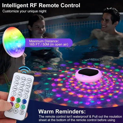 Miniatura 4 de TEPENAR Luces flotantes solares y recargables 2 en 1: luces de piscina de 6.7 "que flotan 6 modos dinámicos con control remoto IP68 impermeable